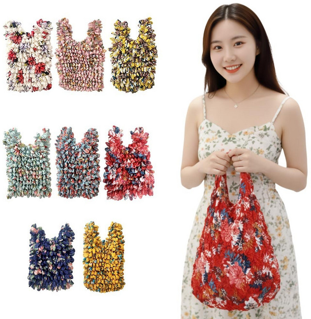 D-FS1-1303-04 꽃무늬 요술 장바구니 / 윙, 레드, 2개