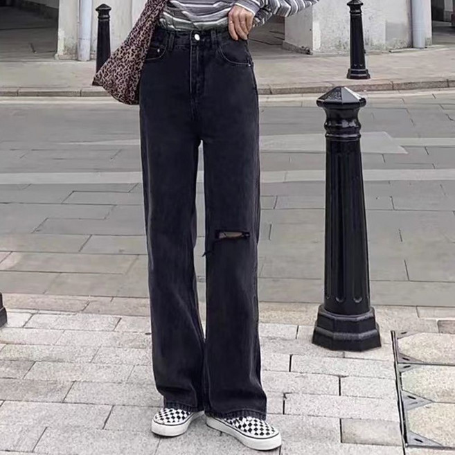 寬褲 闊腿褲 休閒褲 涼感褲 休閒長褲 拖地褲 垂感 大碼美式高街卡其色垂感直筒牛仔褲女夏季新款百搭顯瘦闊腿