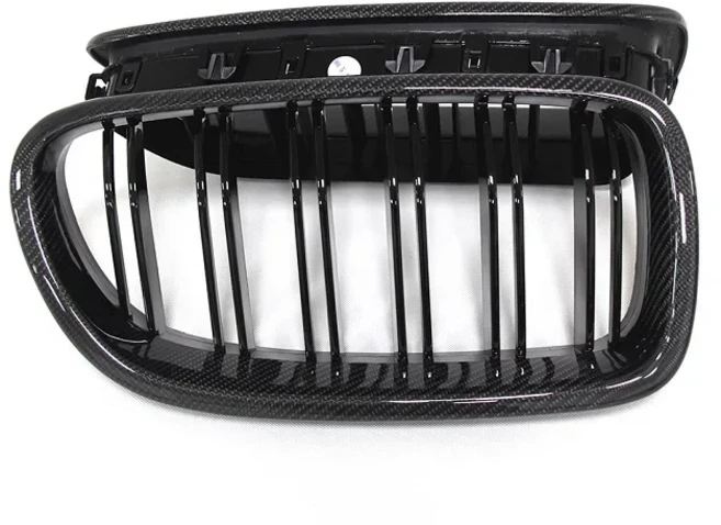 BMW 5 시리즈 F10 520i 2010-2016 카본 파이버 프론트 범퍼 그릴 적합, 03 Carbon Fiber 2-Line