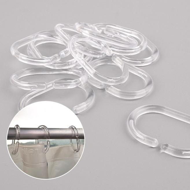 이음모음 화장실 샤워 커튼링, 1세트, 프리미엄 투명색