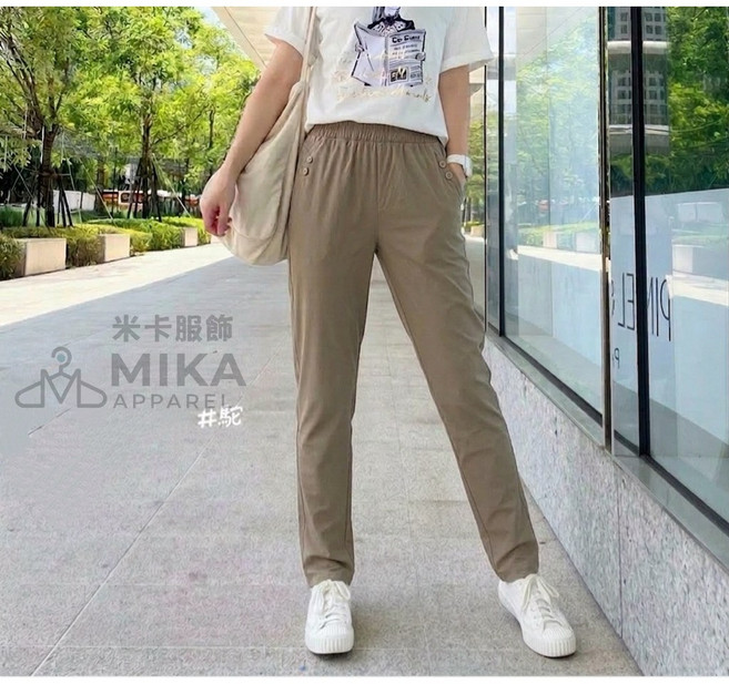 MIKA米卡 口袋雙釦涼感褲