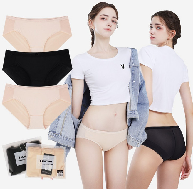 플레이보이 우먼 슬림 햄팬티 3매 세트