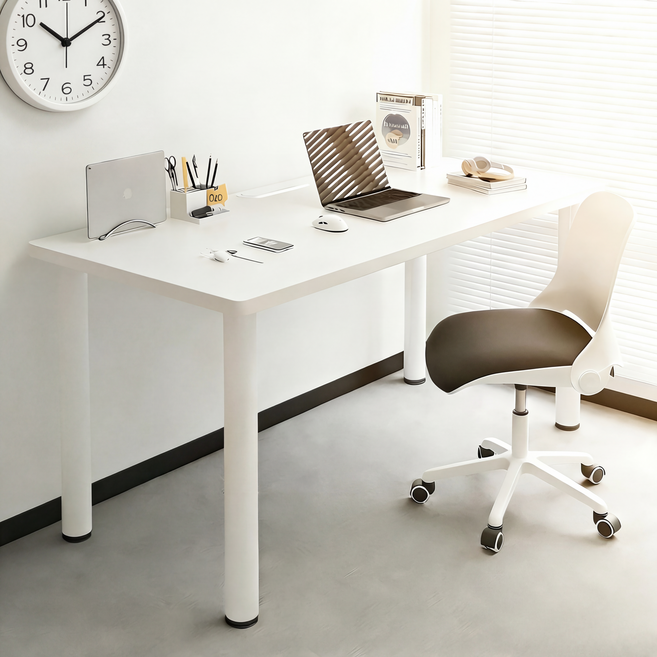 Unihome E0급 업그레이드형 컴퓨터 책상 튼튼한 다용도 테이블, 화이트