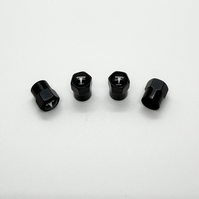 테슬라 타이어 밸브캡 에어캡 공기압캡 [4P 세트] 모델3 하이랜드 모델Y 주니퍼 모델S 모델X 호환품, 블랙, 4개