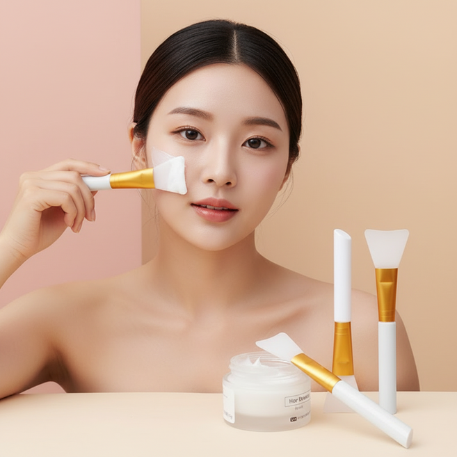 모델링팩 실리콘 붓 팩도구 얼굴 화장품 펴바르는 스파츌라 도구, 실리콘브러쉬-일자형