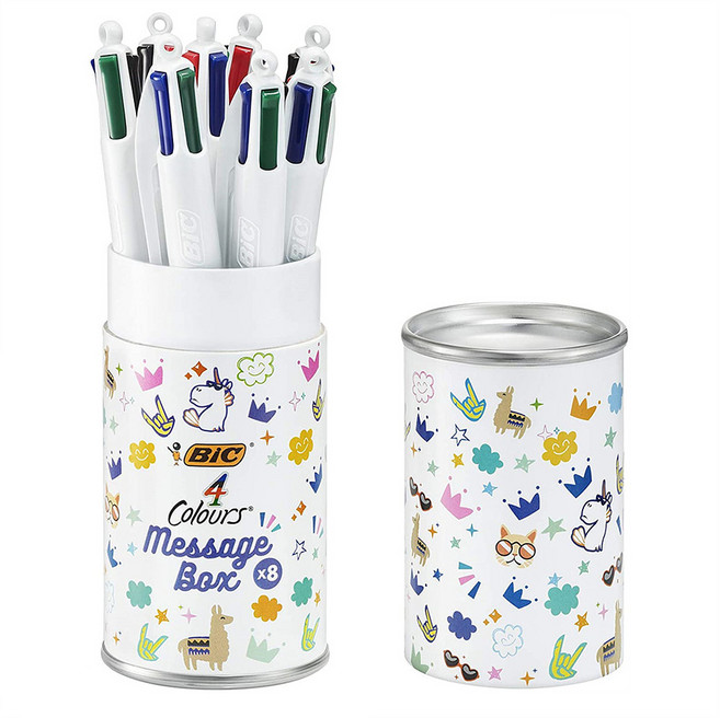 BIC 빅 4색 메시지 박스 볼펜 세트 1.0mm 8개 4 Colours Message Box Ball Pens Gift Box