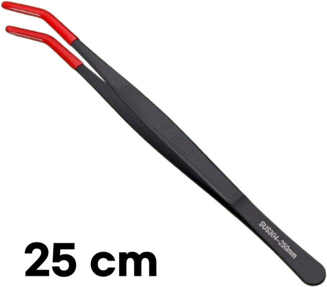 파브루 스텐 304 도마뱀 크레 피딩 핀셋 곡선형, 1개, 블랙