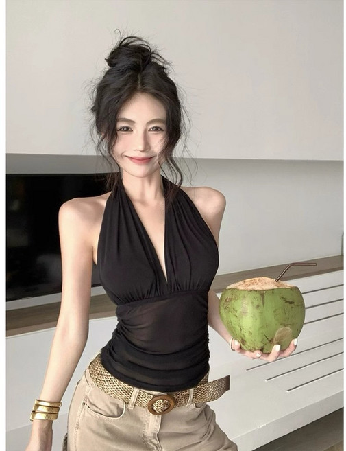 V領吊帶背心 修身顯瘦短款上衣