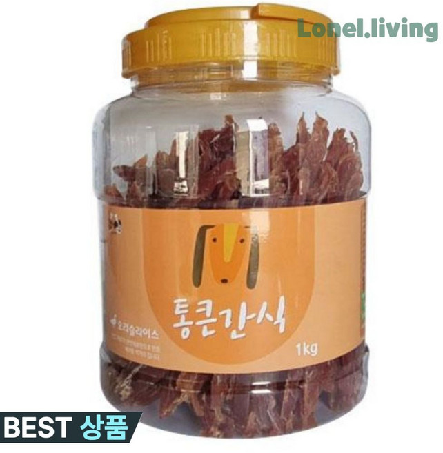 나눔유통 통큰간식 1kg 오리 슬라이스 강아지소세지통살