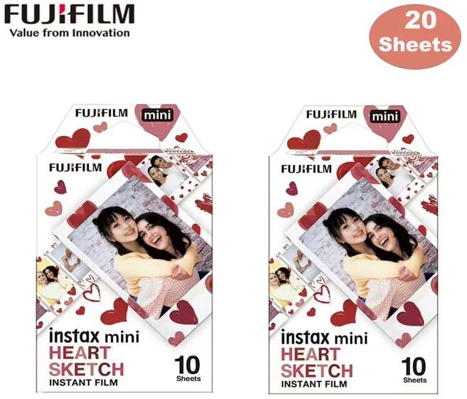 Fuji Instax 미니 하트 스케치 인화지 미니 10/20/30/50 매 12/8/9/7c/7s/25/90/11/EVO 범용 3 인치 Instax, 02 20sheets, 01 빠른