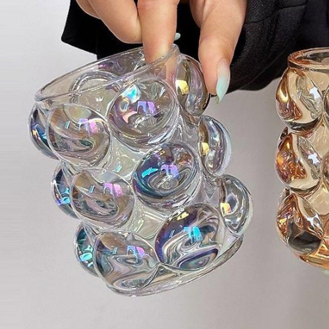 아는친구네 유리 버블 브러쉬통 빗꽂이 오로라 홀로그램, 1개