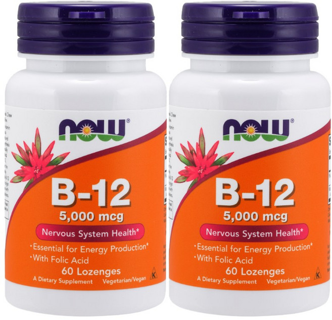 나우푸드 비타민 B-12 5000mcg 로젠지, 60정, 2개