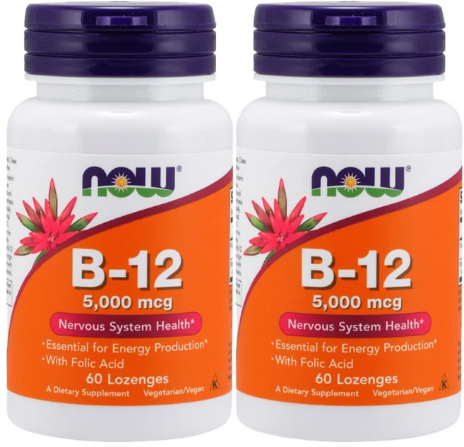 나우푸드 비타민 B-12 5000mcg 로젠지, 60정, 2개 - 쿠팡