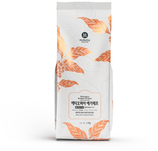 맥널티커피 에티오피아 예가체프 원두, 홀빈(분쇄안함), 1kg, 1개