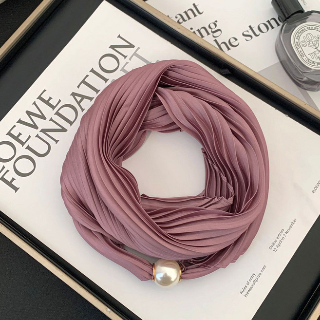 진주 자석 주름 롱스카프 마그네틱 목도리 사계절 간절기