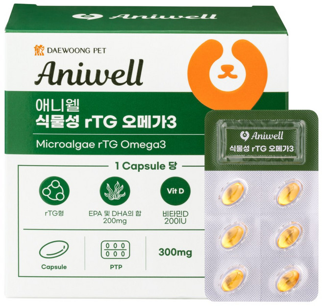 대웅펫애니웰 반려동물 영양제, 60정, 오메가3, 1개