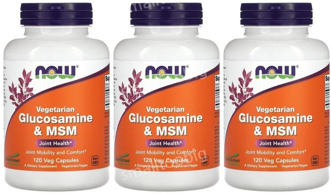 [2+1] NOW Foods 나우푸드 글루코사민 & MSM 120정 식물성 캡슐 엠에스엠 Glucosamine 메틸설포닐메탄 3개 - 쿠팡