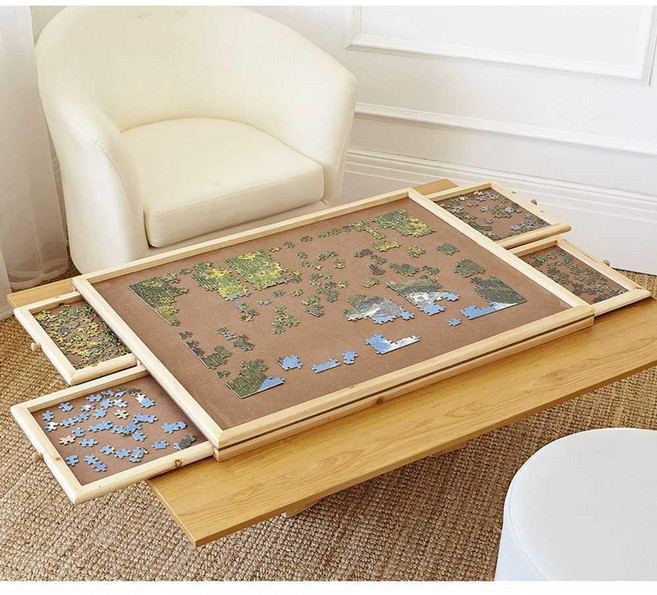 퍼즐 테이블 원목 퍼즐판 피스 보관함 서랍형 프레임, 그레이 브래킷B-내부프레임 크기 58x45CM, 상세 페이지 참고, 1개