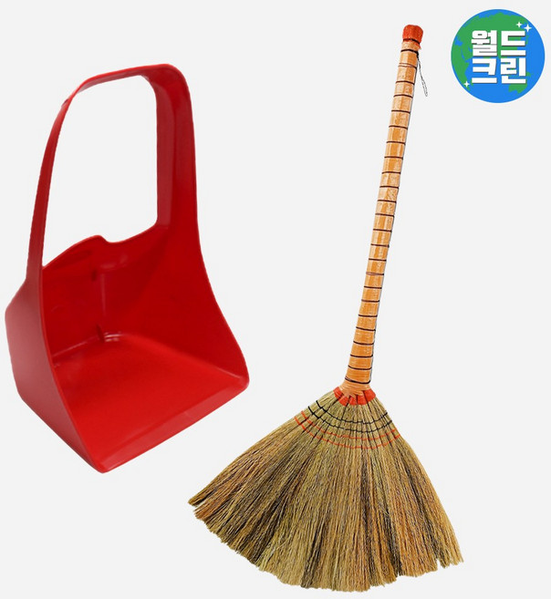 월드크린 미얀마 롱 갈대비 새롬이 쓰레받기 세트 미용실 빗자루 플라스틱 쓰레받이 마당 학교 청소, 미얀마롱갈대비새롬이쓰레받기세트, 1개