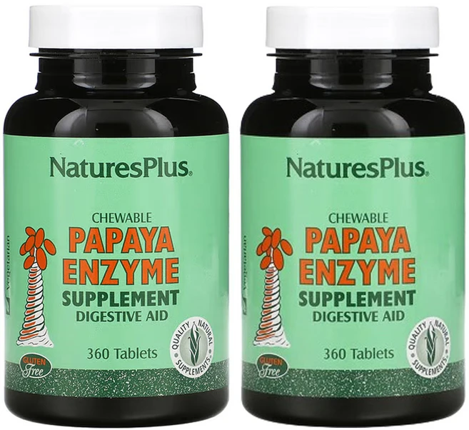 네이쳐스플러스 씹을 수 있는 파파야 효소 보충제, 2개, 360정 - 쿠팡