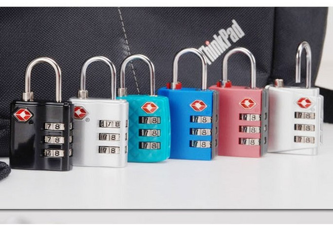 TSA海關密碼鎖，行李箱鎖、防盜鎖、置物櫃鎖, 1個, 銀色
