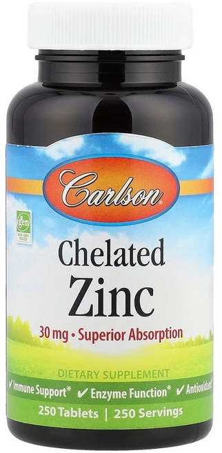 칼슨 Carlson 킬레이트화 아연 30mg 250정122399원산지:기타, 250정 - 쿠팡