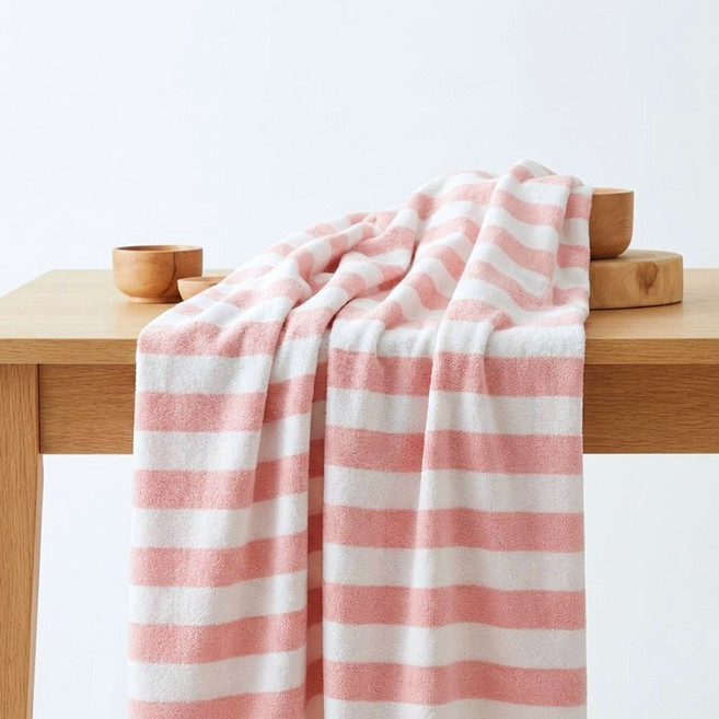 CRT 079 탐나요 부드러운 테리 타올지 스판 원단 면 20수 코마사 선염 스트라이프 신축성 좋은 단가라 패브릭, 1개, 3cm핑크