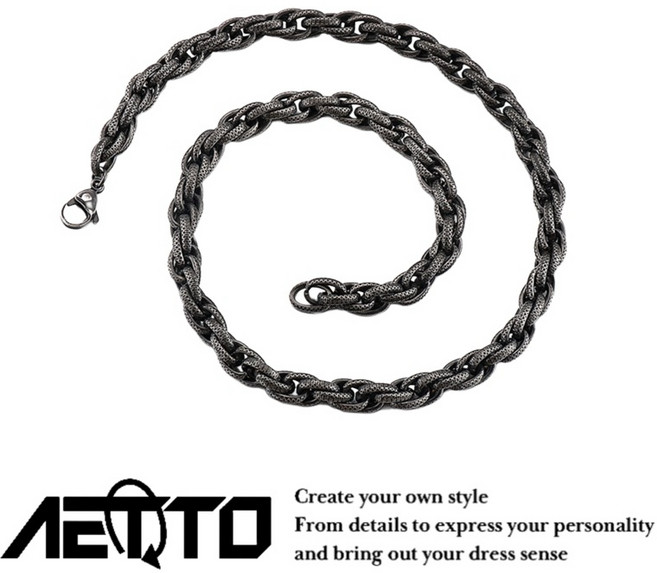 AETTO 暗黑錘紋麻花項鍊 自製款 新款 鈦鋼項鍊 男女通用 個性飾品