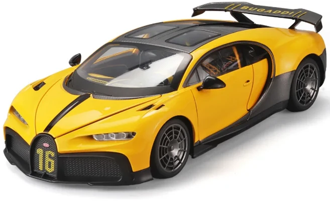 1:18 BUGATTI Chiron PUR 스포츠 합금 스포츠 모델 다이캐스트 메탈 레이싱 슈퍼 카 모델 사운드 및 라이, 02 Yellow