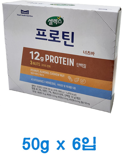 셀렉스 코어 프로틴 너츠바 50gx6개입/프로틴바/무배, 50g, 6개