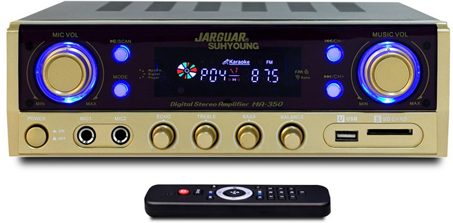 JARGUAR 미니앰프 MA-350 2채널 400W 출력 블루투스앰프 카페 매장 업소용, 골드