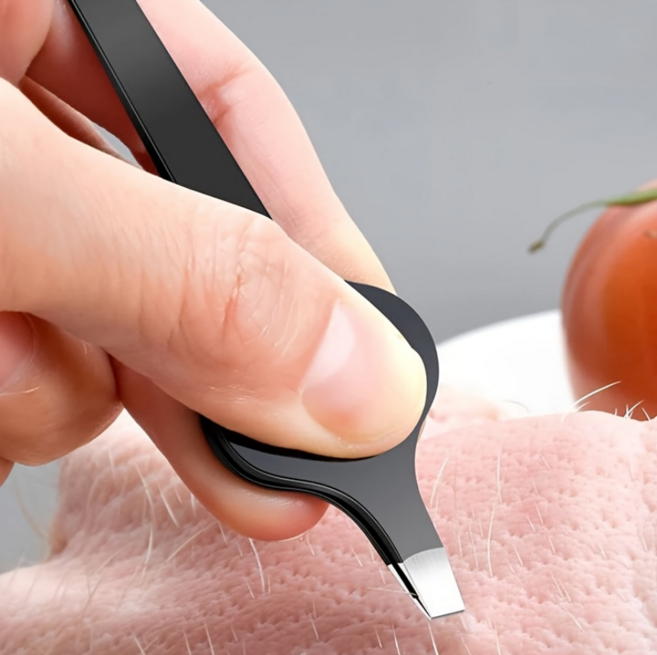 다기능 스테인리스 족집게 핀셋 털 제거 흰머리 제거 눈썹 정리용 경사형 집게 2P세트, 82*27mm, 2개, 블랙