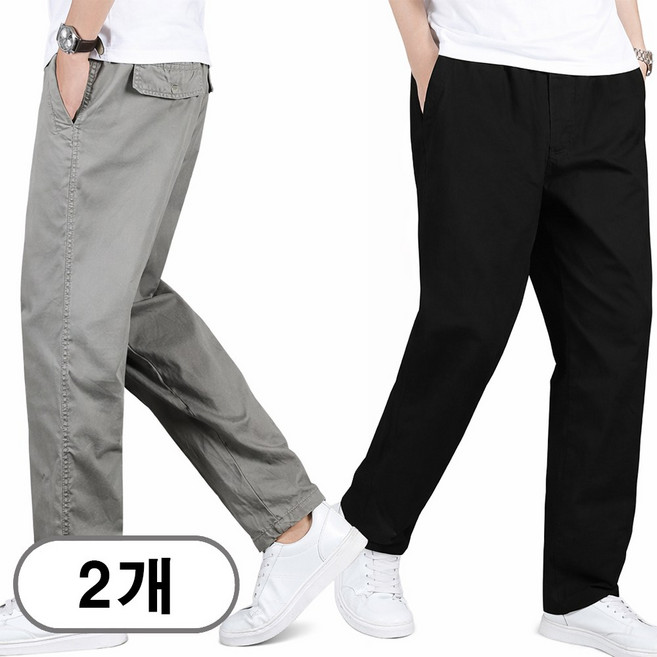 차쿠 1+1 남성 순면 바지 캐주얼 팬츠 코튼 바지 출퇴근 바지 작업바지 중년 빅사이즈
