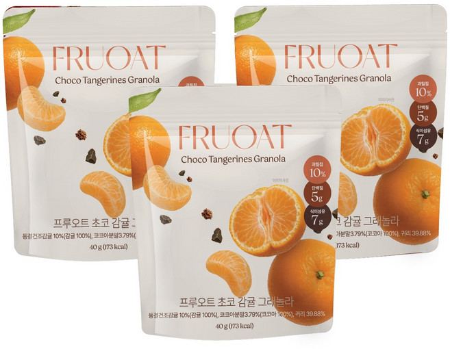 프루오트 감귤 초코 과일 그래놀라, 3개, 40g