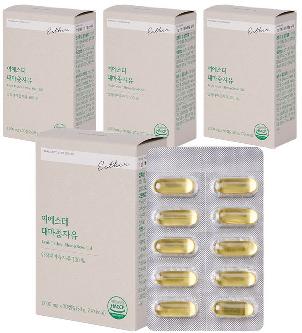 본사직영 여에스더 냉압착 대마종자유 헴프씨드 l 한 캡슐에 1000mg l 국민영양 프로젝트, 30회분, 4세트
