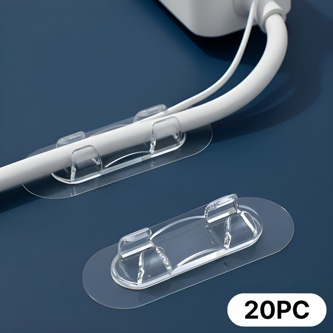 바라츠 전선정리 케이블 고정 선정리 클립 20개, 투명-대형