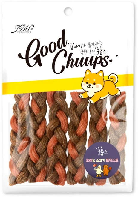 굿츕스 22 하드 트위스트 오래먹는 껌, 소고기오리, 180g, 1개 - 쿠팡