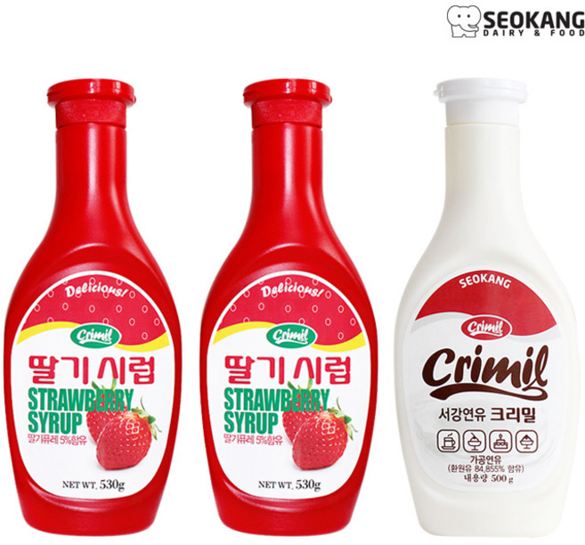 서강유업 딸기시럽 2개 +연유 1개, 530g