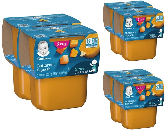 Gerber 2단계 어린이 식품 113g, 버터넛 스쿼시(Butternut Squash), 226g, 6개 - 쿠팡