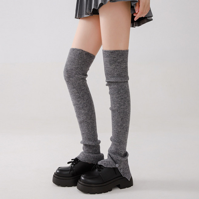 May 3 Socks 여성 양말 순색 겨울 양말 커버 다리 보온대 레그워머 발목 커버 롱 다리 보온대 니삭스 여성 종아리 양말 커버 장목 양말 중목 양말 방한용품 1족 세트