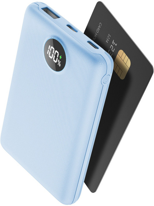UOOFON 고속충전 미니 보조배터리 10000mAh PD 22.5W QC3.0 LED 잔량표시 포켓 휴대용+20W C타입 케이블, 블루, N2