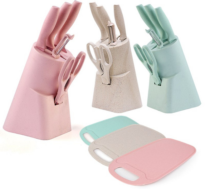 슈퍼리치 칼세트 + 수납홀더 베이지, 1세트, 6종 + 수납홀더