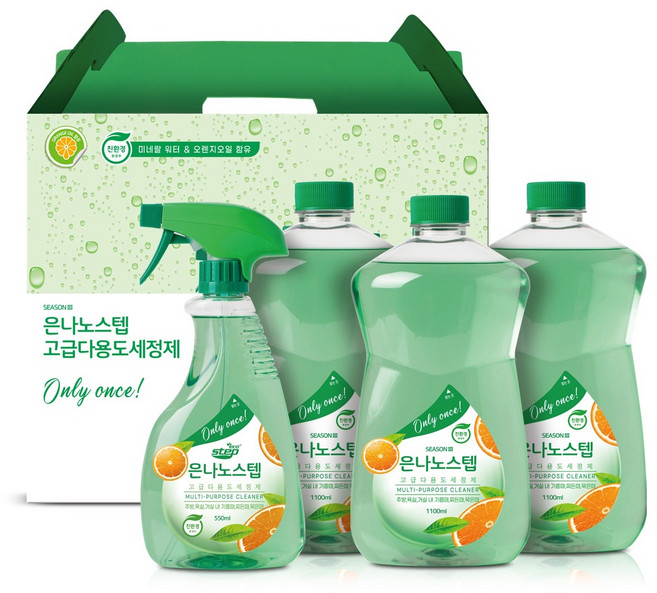 은나노스텝 시즌3 다용도 세정제 4종 세트 (550ml 1개 + 1100ml 리필 3개), 1세트