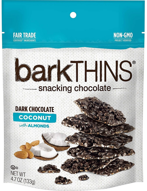 barkTHINS 椰子杏仁黑巧克力, 1包, 133g