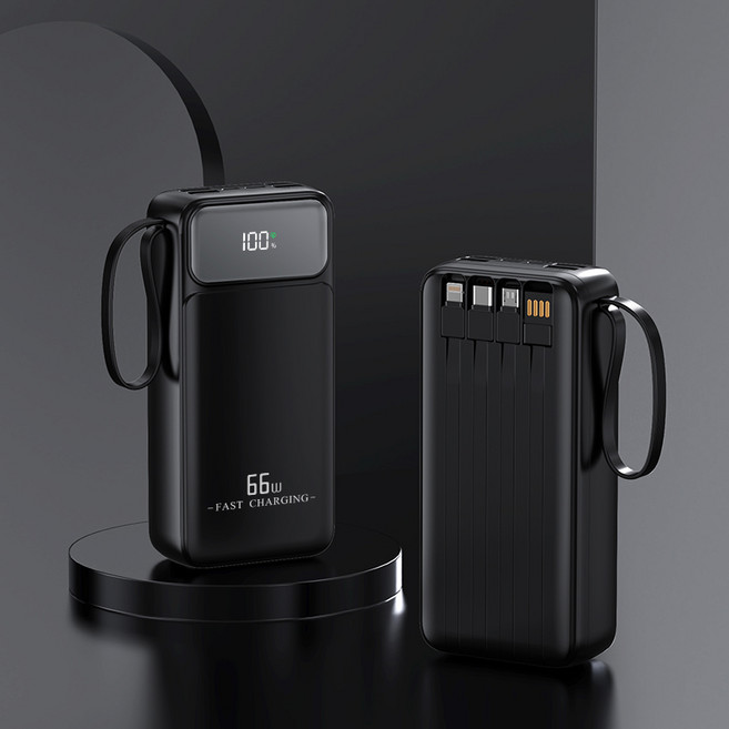 RYZO 대용량 보조배터리 50000mAh 66W 고속충전 8단자 LED 잔량표시, 블랙, HT-DX273