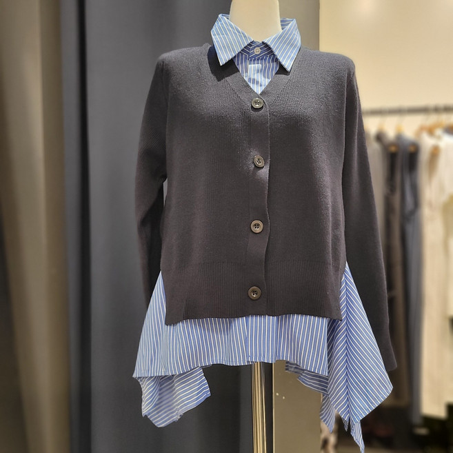 제시뉴욕 산본 페이크 셔츠 레이어드 가디건