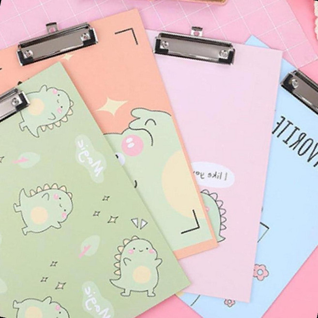 투명 공룡캐릭터 서류 클립받침대 아동 학용 문서정리 책상정리 투명 아크릴, 1개, 상세페이지 참조