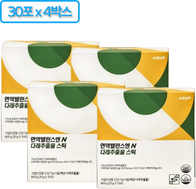 큐비앤 면역밸런스엔 다래추출물 스틱 30p, 4개