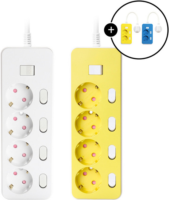 아이정 더좋은 멀티탭 개별 스위치 과부하차단 4구 추천 집들이선물 이사준비물 새집준비물, 1개, 개별 4구 화이트, 1m