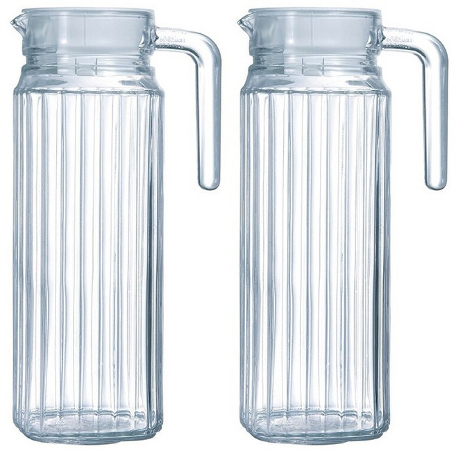 루미낙 콰드로 클리어 유리 물병 1.1L 1+1, 투명, 2세트